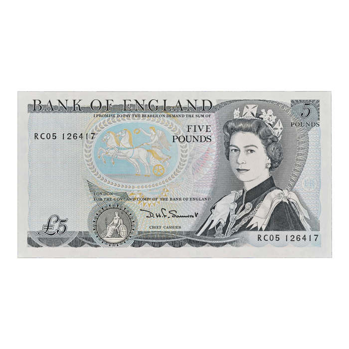 Queen Elizabeth II £5 Blue Banknote - Duke of Wellington