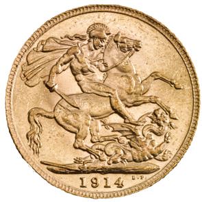 1914 George V Gold Sovereign Coin