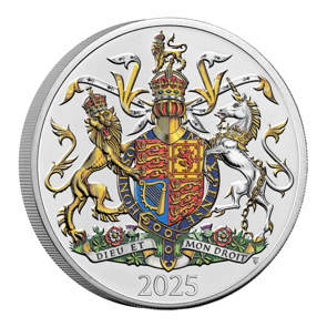 The Coat of Arms of His Majesty King Charles III 2025 UK £5 Brilliant Uncirculated Colour Coin