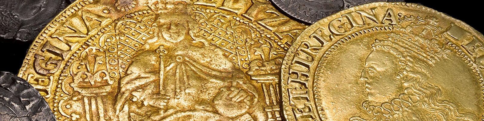 A variety of gold and silver coins from the Tudor Period