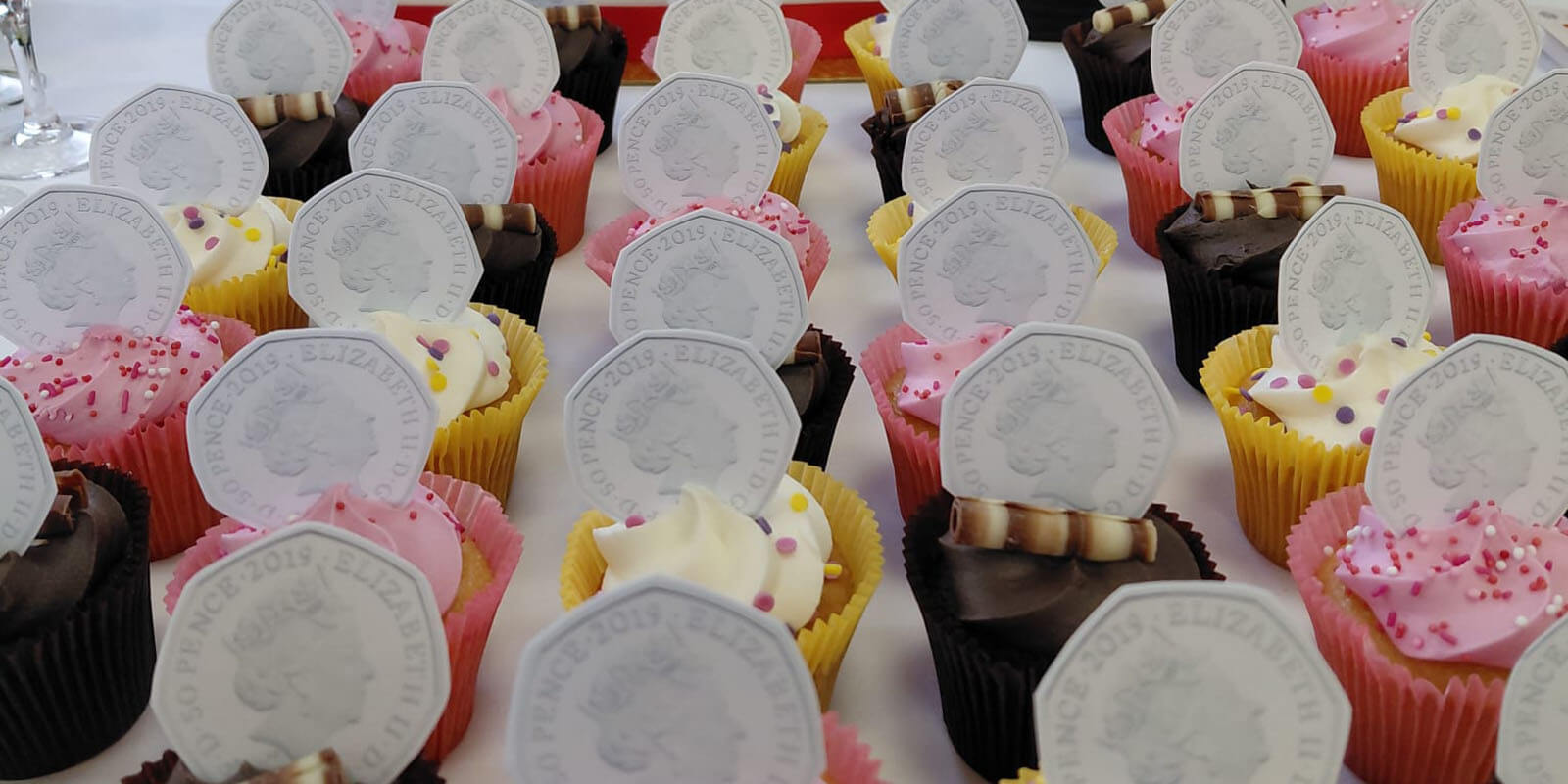 Cup cakes with edible paper 50ps on top