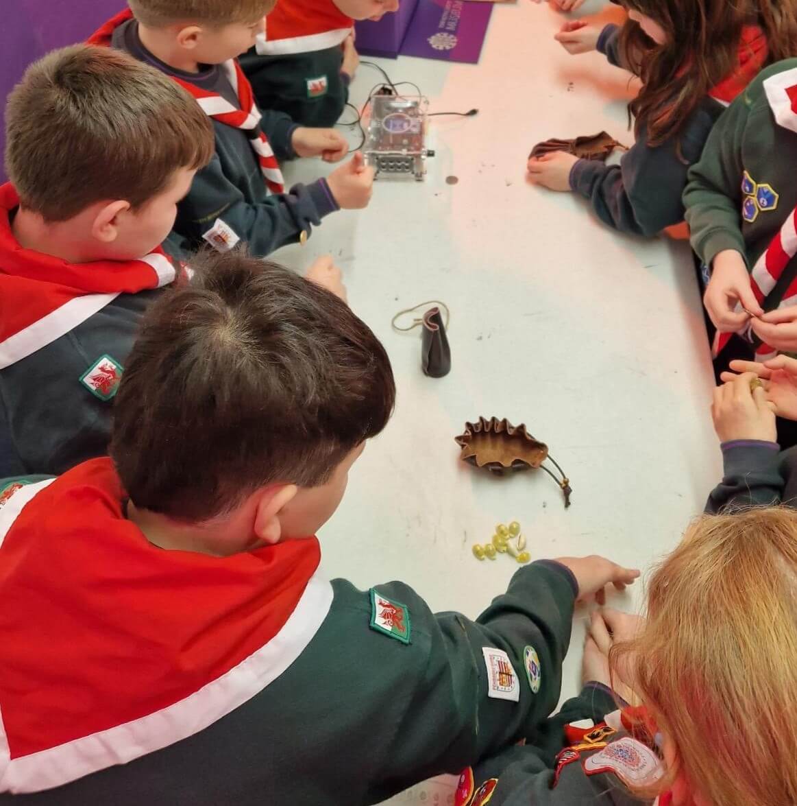 A group of children interacting with the Education Box