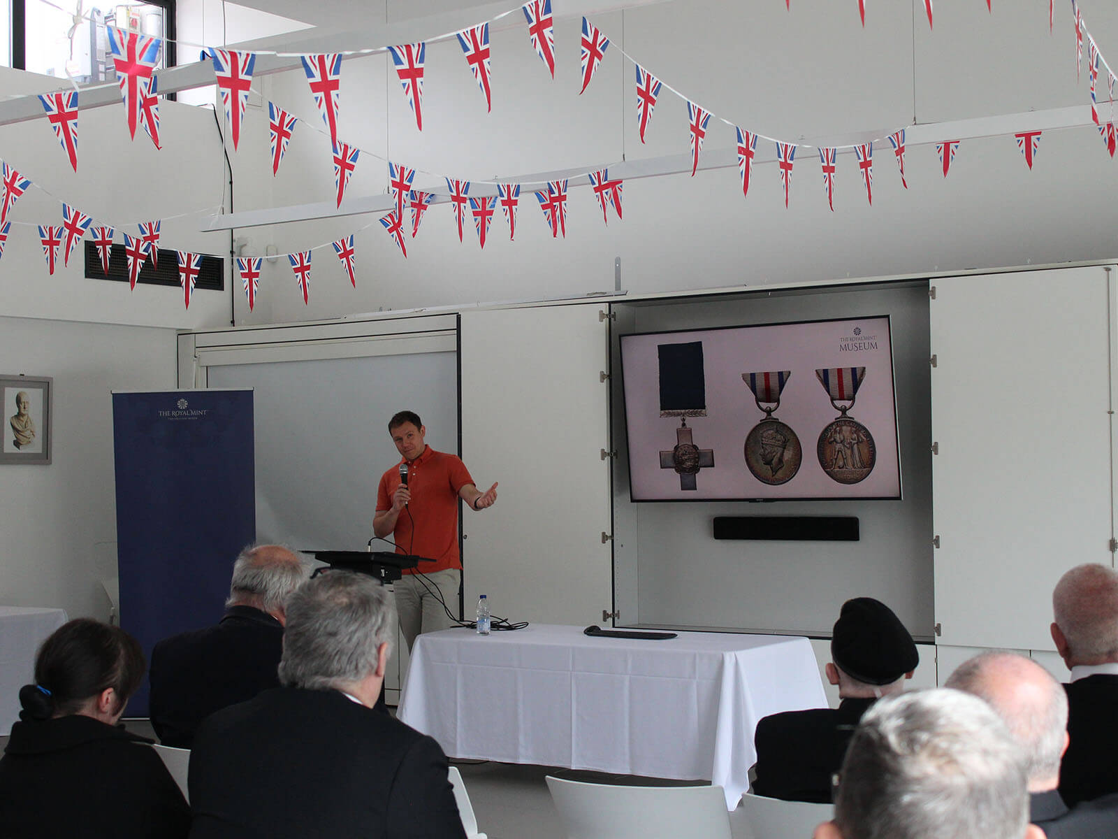 Chris Barker giving a talk about the Royal Mint in the Second World War at the Royal Mint Experience