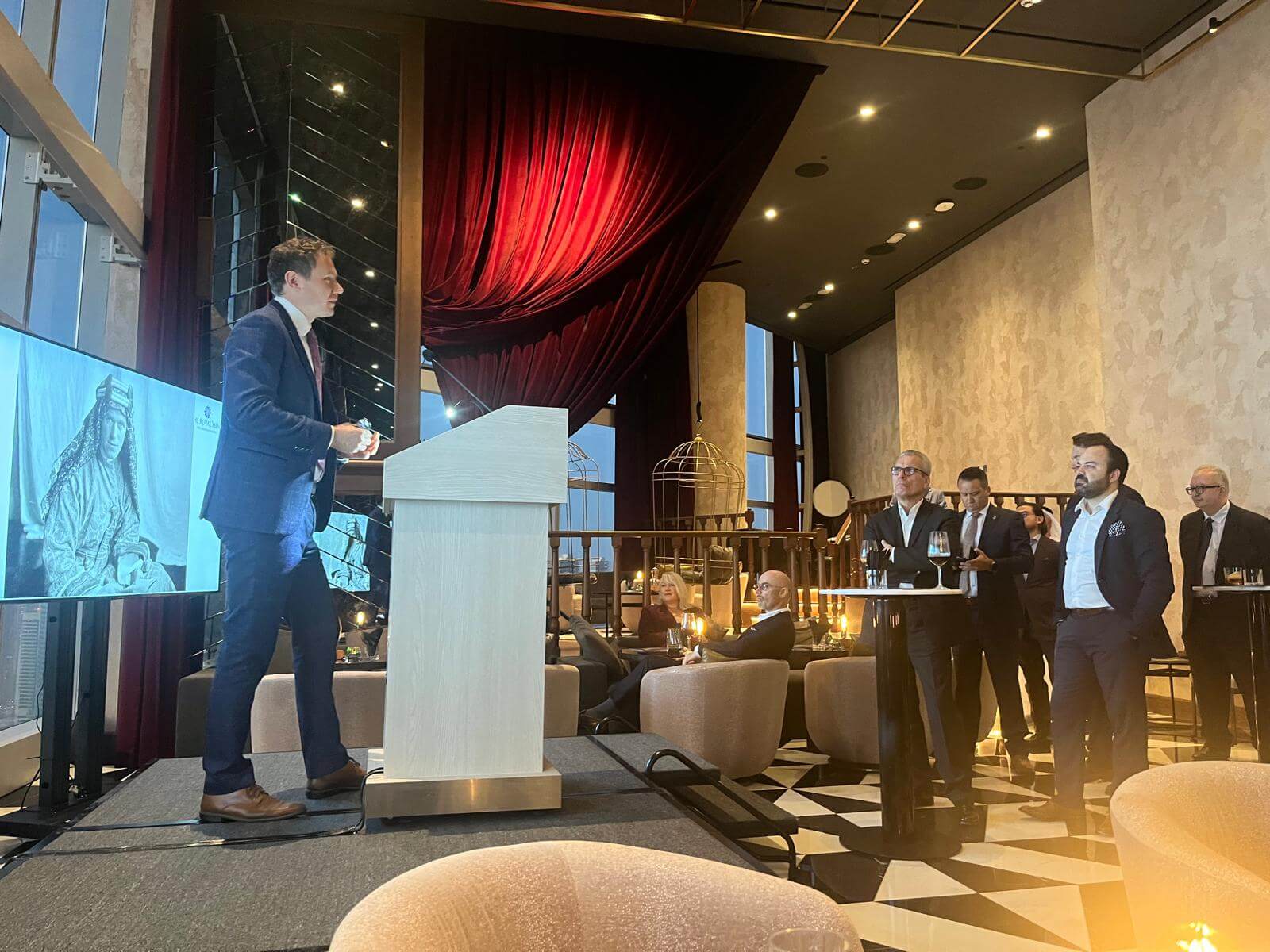 Chris Barker giving a presentation in Dubai
