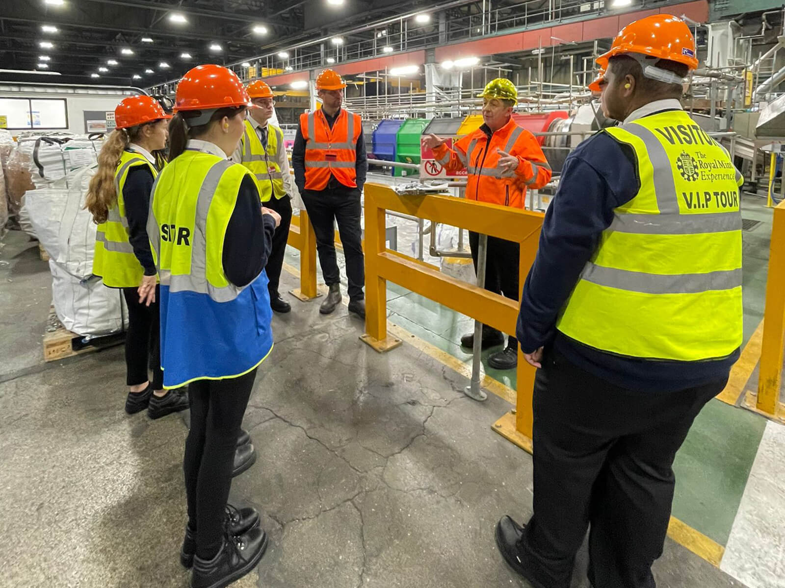 Students in the Royal Mint's factory