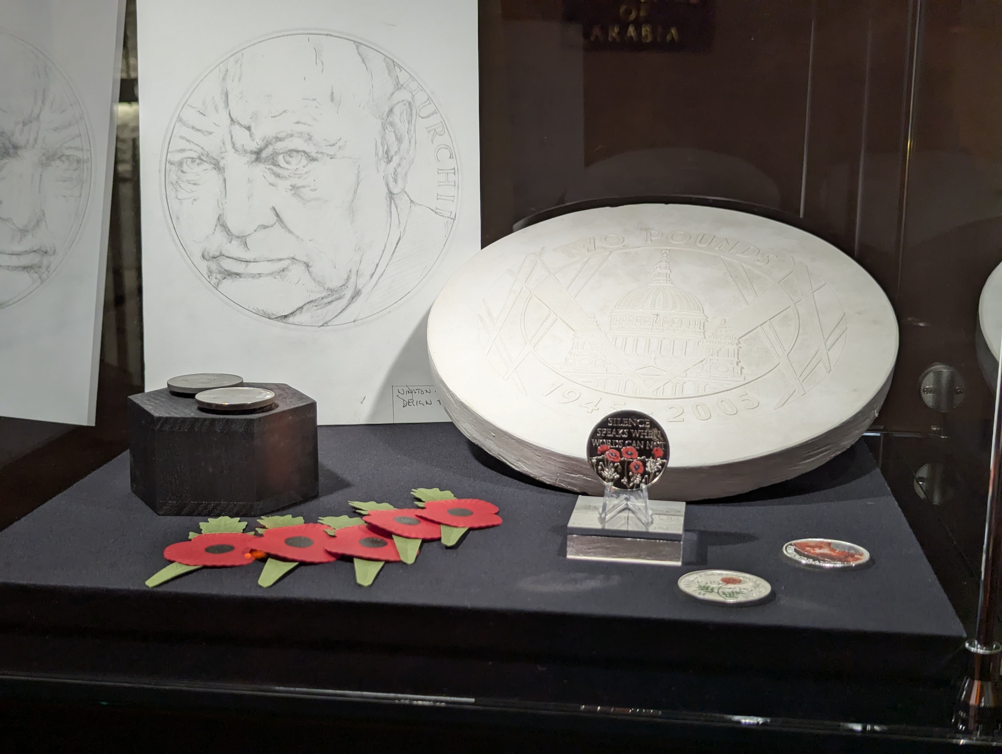 Display case of objects
