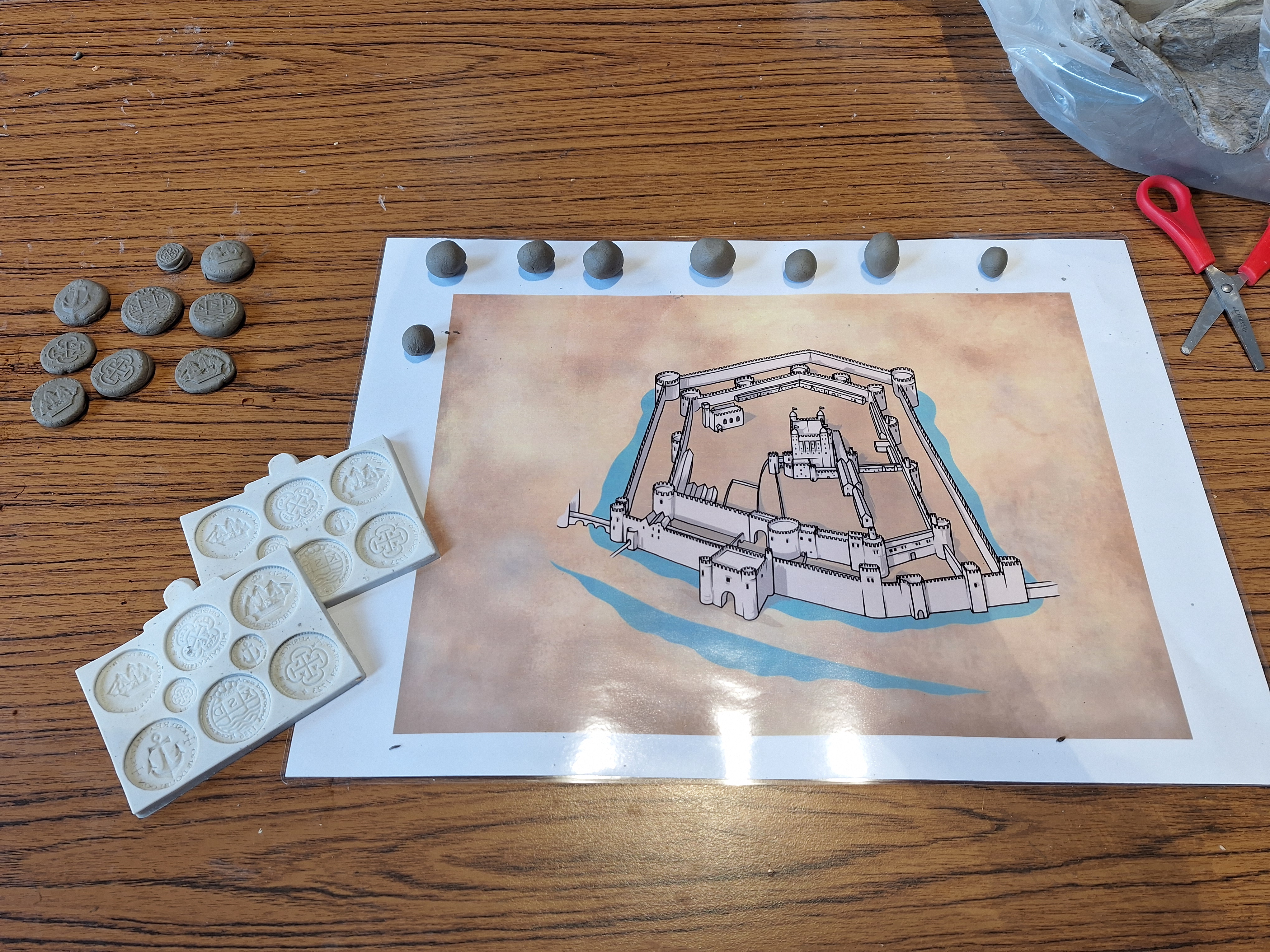The clay activity and a picture of the Tower of London