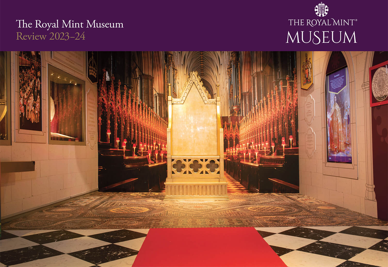 Front cover of the Royal Mint Museum Annual Review showing the Coronation exhibition