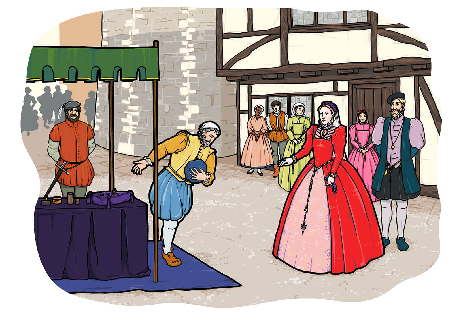Illustration of the Royal Mint at the Tower of London in the Tudor Period