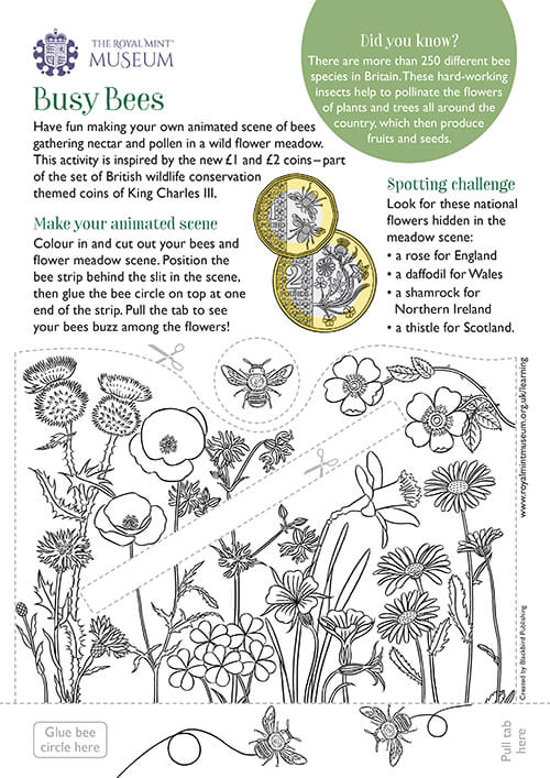 &pound;2 and &pound;1 children's activity sheet