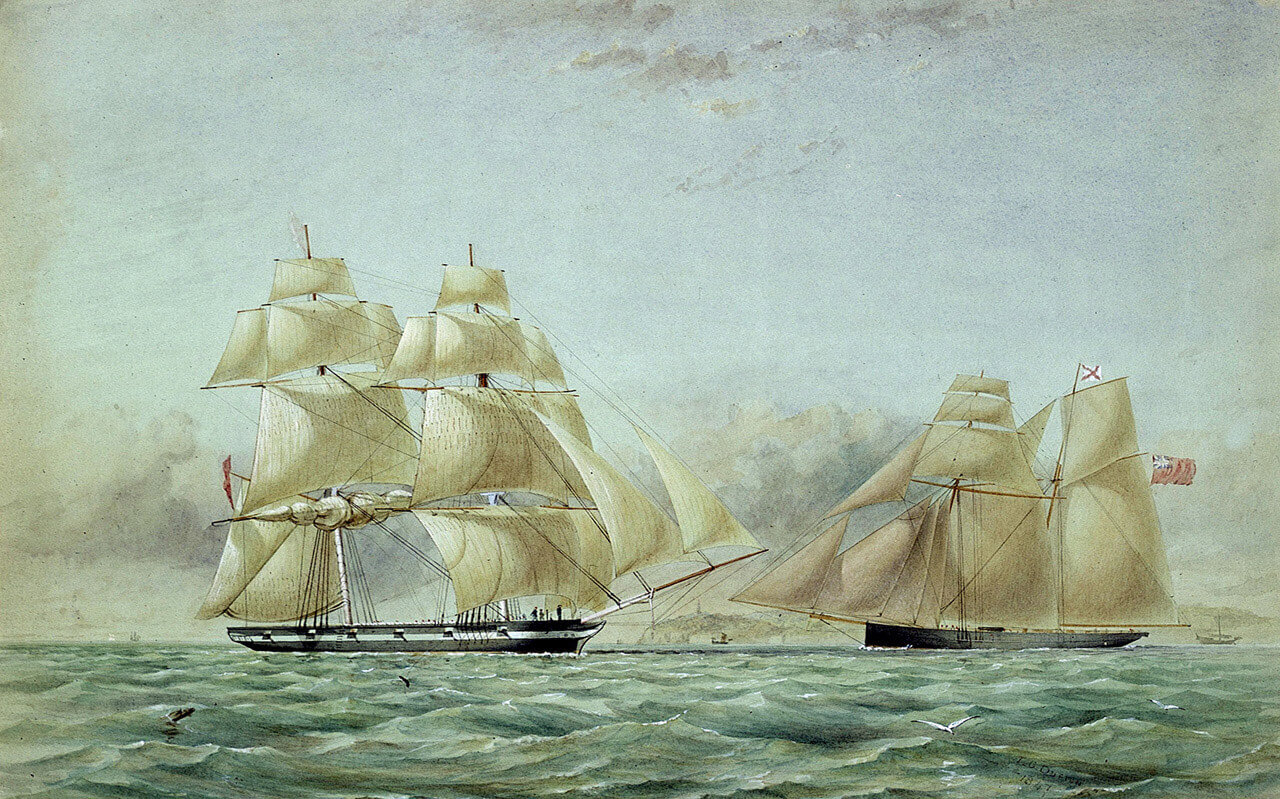 Sailing vessels 'Lyra' and 'Petrel'&copy; National Maritime Museum, Greenwich, London.jpg