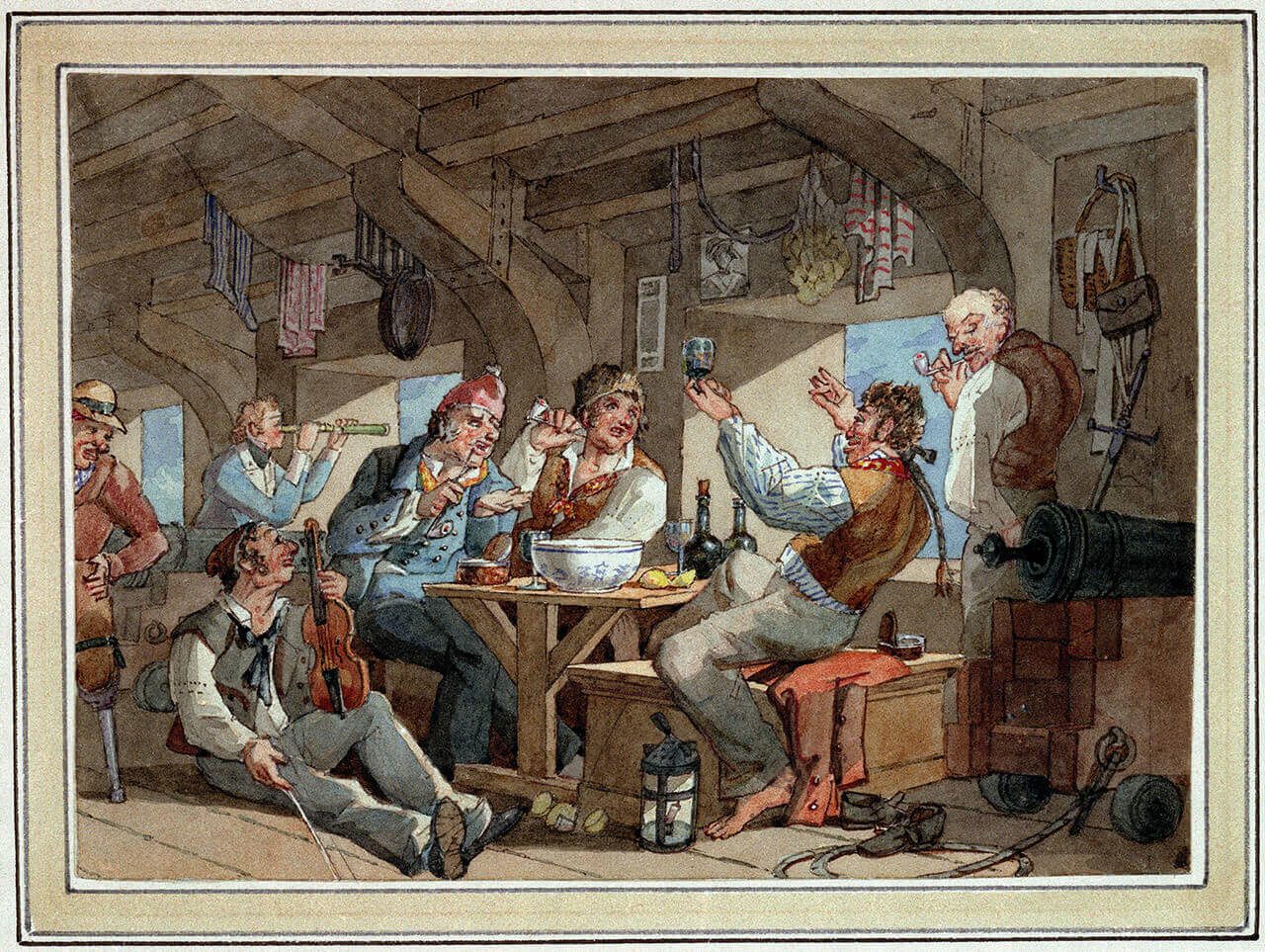 Shipmates carousing on shipboard &copy; National Maritime Museum, Greenwich, London.jpg