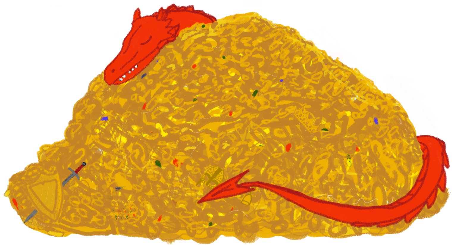 Dragon with a pile of treasure