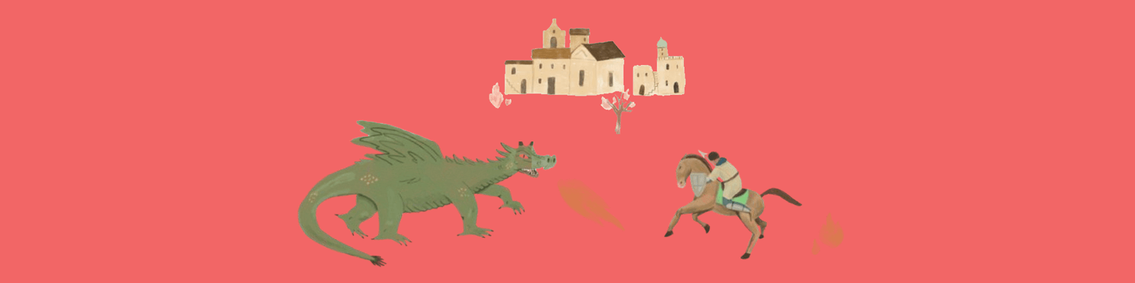 Cartoon of Saint George fighting a dragon