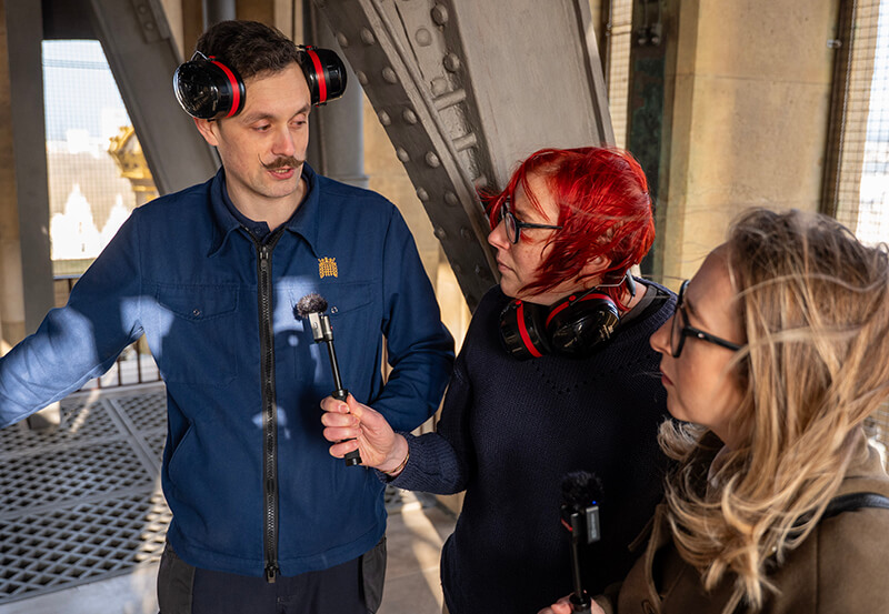 Dr Andrew Strangeway being interviewed about Big Ben